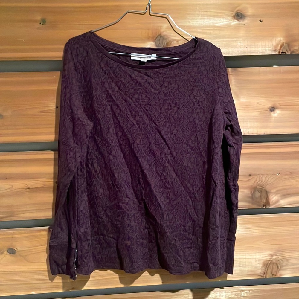 LOFT Purple Lace Long Sleeve Top
